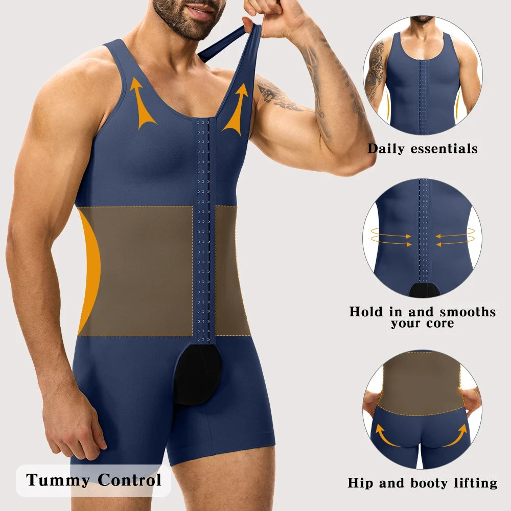 Mens Compression Shapewear Bodysuit