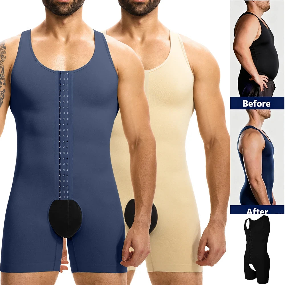 Mens Compression Shapewear Bodysuit