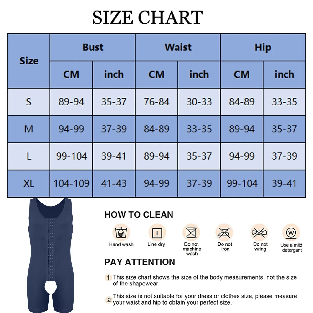 Mens Compression Shapewear Bodysuit