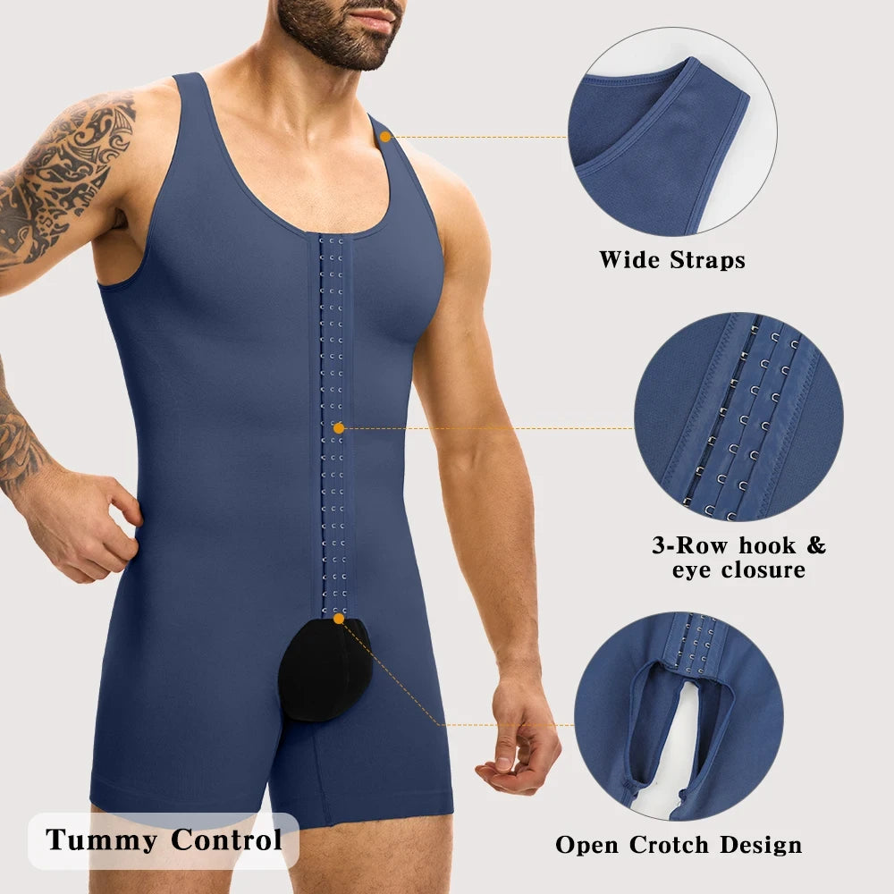 Mens Compression Shapewear Bodysuit